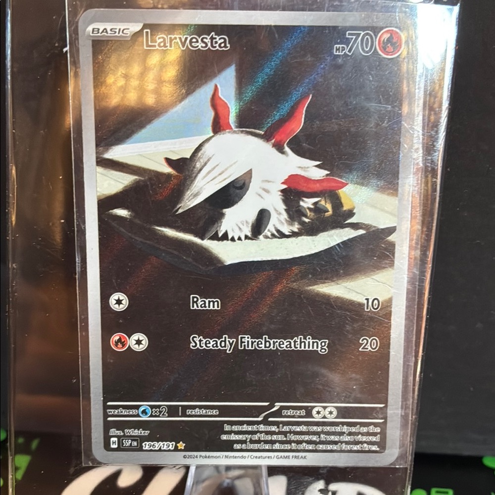 Pokemon Trading Card - Larvesta with Red and Black Accents